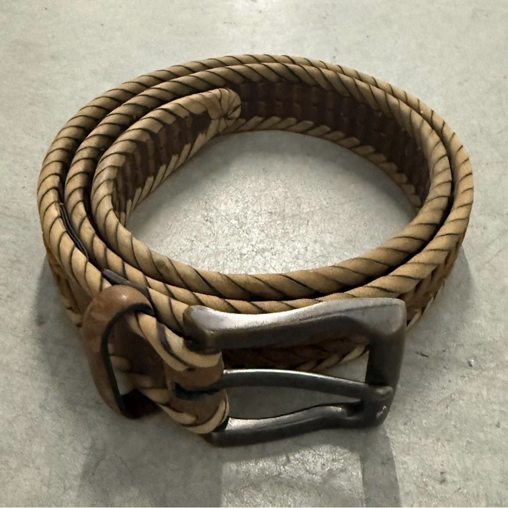 Brighton Brown Woven Leather Belt with Brass Buckel - Size 36